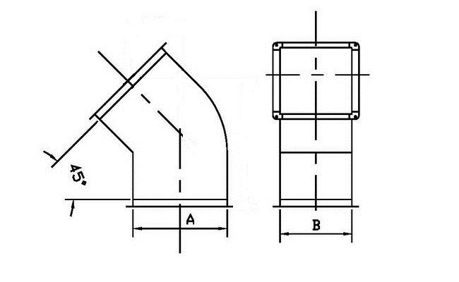 Прямоугольный отвод 45 схема